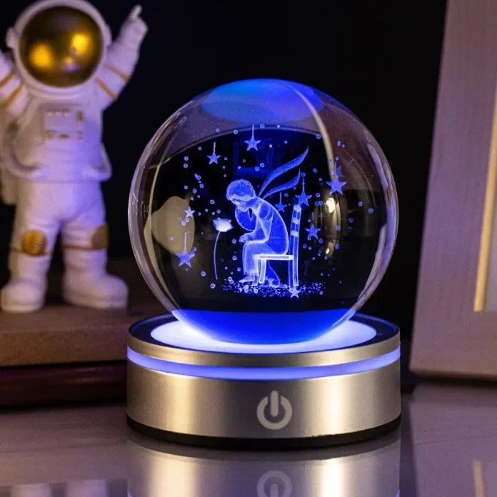 (estilo 20,8 Cm Con Base Led) Accesorio De Decoración De Escritorio Con Forma De Bola De Cristal Luminosa 3d