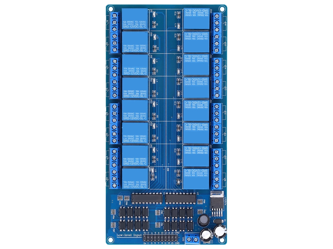 Módulo De Relés De Alta Precisión De 16 Canales Y 12 V Con Interfaz Rj45 Para Equipos Industriales Y Electrodomésticos.