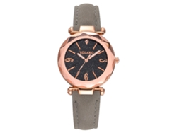 Reloj De Pulsera Casual De Cuarzo Para Mujer Yolako Con Esfera Redonda En Piel Sintética Gris.