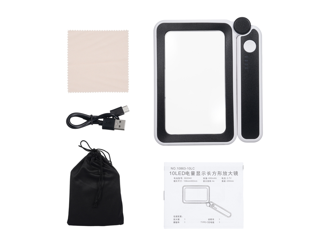 Lupa De Mano 4x Con Luz Led Ajustable Para Lectura Libros Periódicos Regalo Para Mayores Con Visión Baja