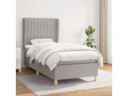 Cama con Colchón de Muelles y Cabecero Tecido Gris (90x200 cm)