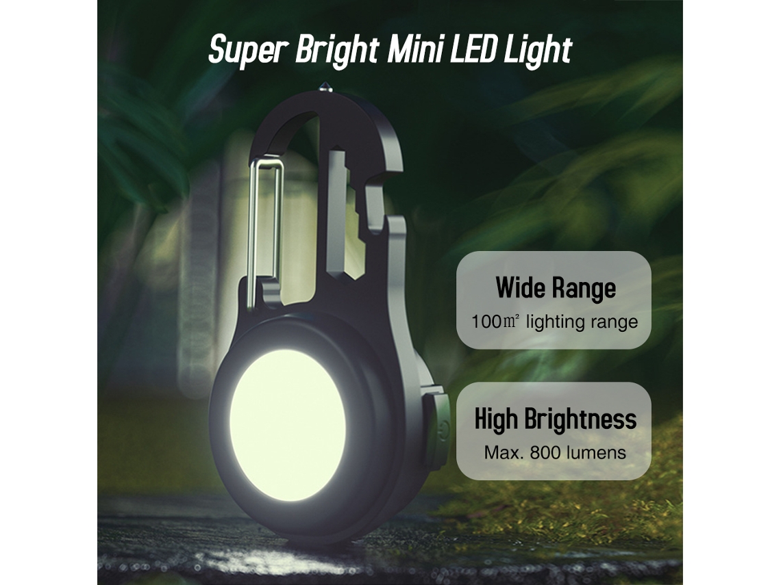 Linterna LED magnética giratoria recargable con llavero