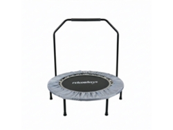 Cama elástica Relaxdays con barra de soporte, Ø 102 cm, minicama elástica plegable de hasta 120 kg, para uso en interiores, color gris.