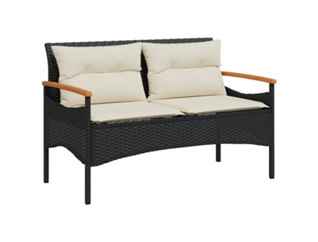 Banco De Jardín VIDAXL Negro Poli Ratán (116x62.5x74 cm)