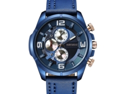 Reloj De Pulsera Para Hombre Con Correa De Cuero Pu De Negocio Bagari Quartz Azul