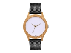 Reloj De Cuarzo Redondo Para Mujer Con Correa De Malla Simple Niñas (negro)
