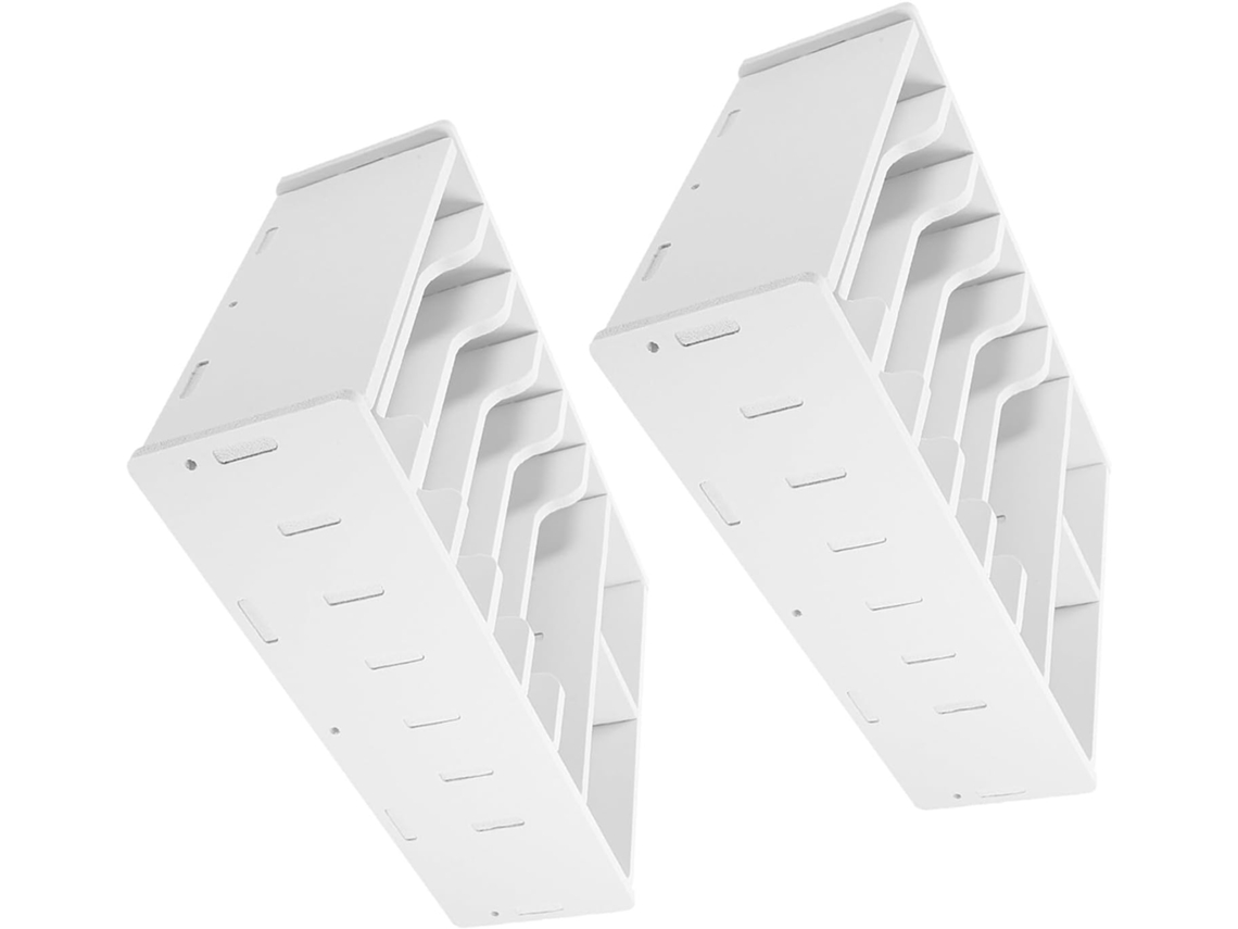 Caja De Almacenamiento De Monedas Y Recibos De Plástico Blanco Con Acabado De Madera, De 2 Piezas Y Con 8 Compartimentos Desmontables.