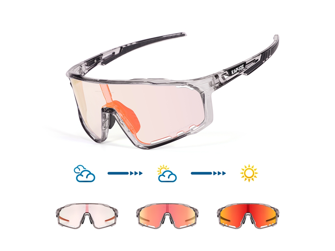 (rojo 3) Gafas De Ciclismo Fotocromáticas Unisex, Gafas De Sol Con Protección Uv400