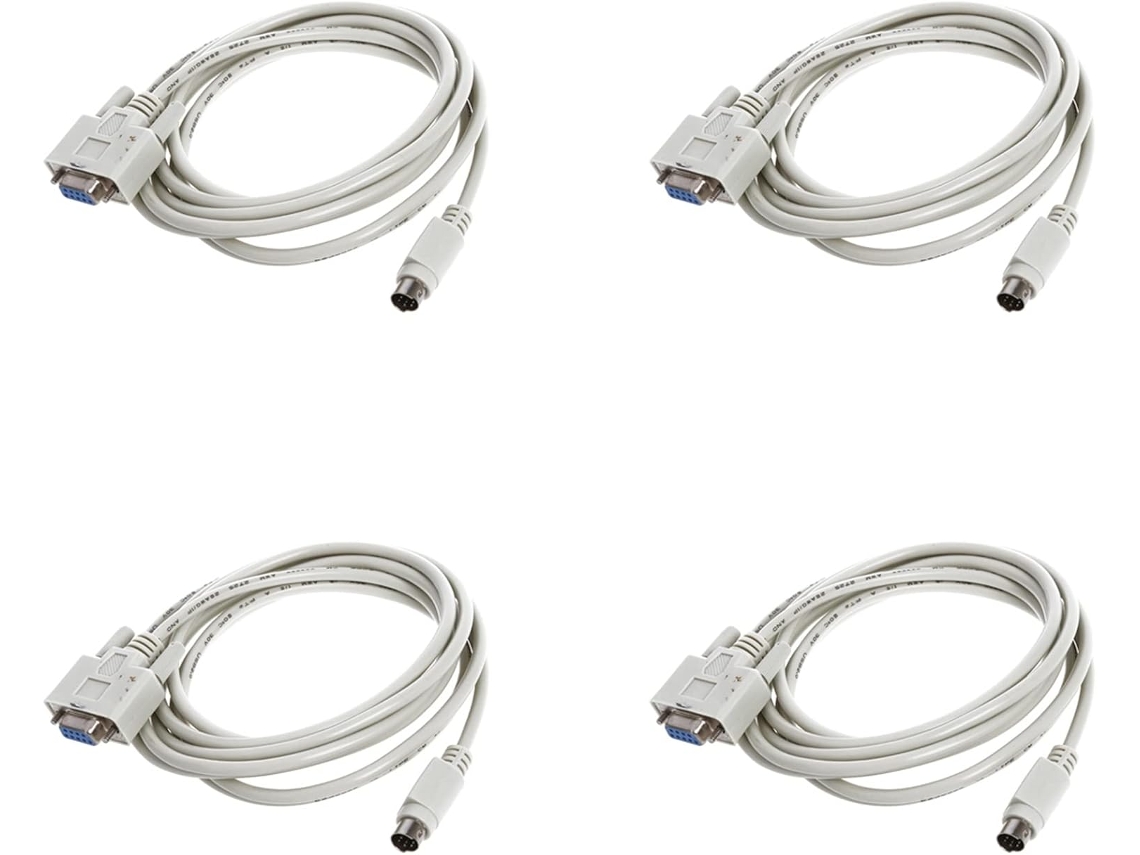 4 Cables De Descarga Mini Din Rs232 Db9p A 8p, Color Blanco, 2,5 M (8,2 Pies) Para Plc -eh