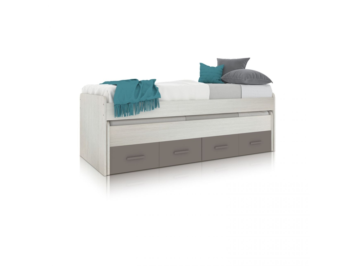 Cama doble juvenil Axim Blanco Alpes - Basalto 198 x 69 x 96 cm