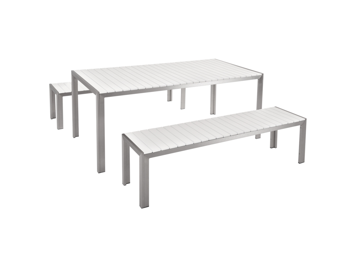 Conjunto de comedor 6 plazas de metal blanco/plateado BELIANI Nardo