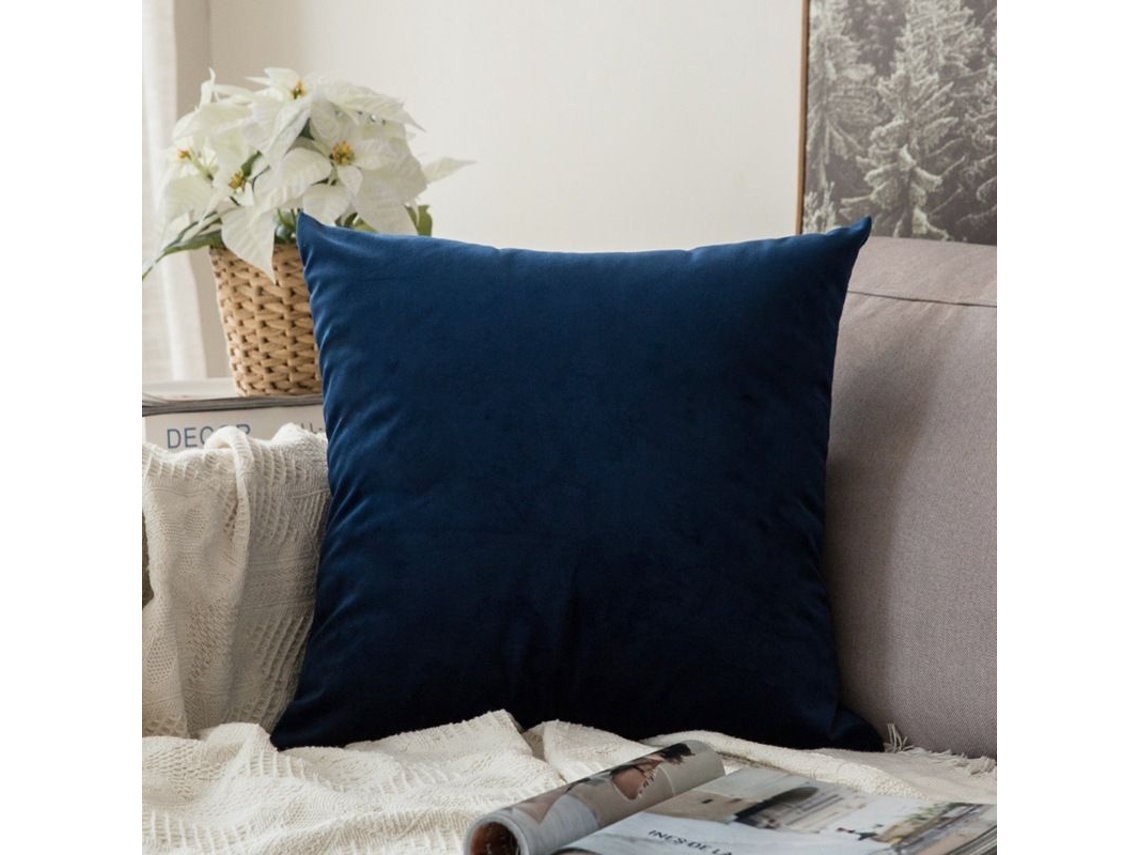 Rebe-2 Fundas De Almohada Cuadradas De Terciopelo Suave 45x45 Cm Sin Relleno Azul Marino Para Sofá Cama Coche