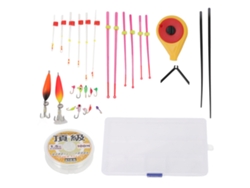 Kit De Mini Caña De Pesca En Hielo Con Rodillo Y Accesorios: Encendedores, Anzuelos Y 100 M De Sedal - Amarillo