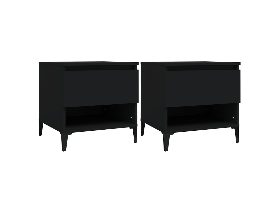 Maison Exclusive - Mesas Auxiliares 2 Uds Madera Contrachapada Negro 50x46x50 Cm