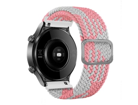 Correa de nailon 20mm para Samsung Galaxy Watch3 41mm/Garmin Forerunner 645/Huawei Watch GT 2 42mm - rosa/blanco