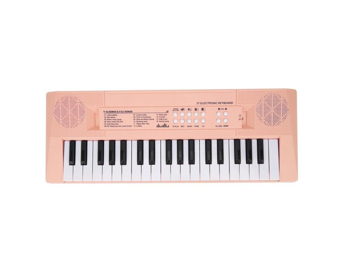 Teclado eléctrico Bf-3738C Teclado musical de piano eléctrico con 37 teclas para instrumentos educativos para principiantes (rosa)