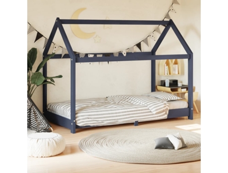 MAISON EXCLUSIVE - Estructura de cama infantil madera maciza pino gris 70x140 cm