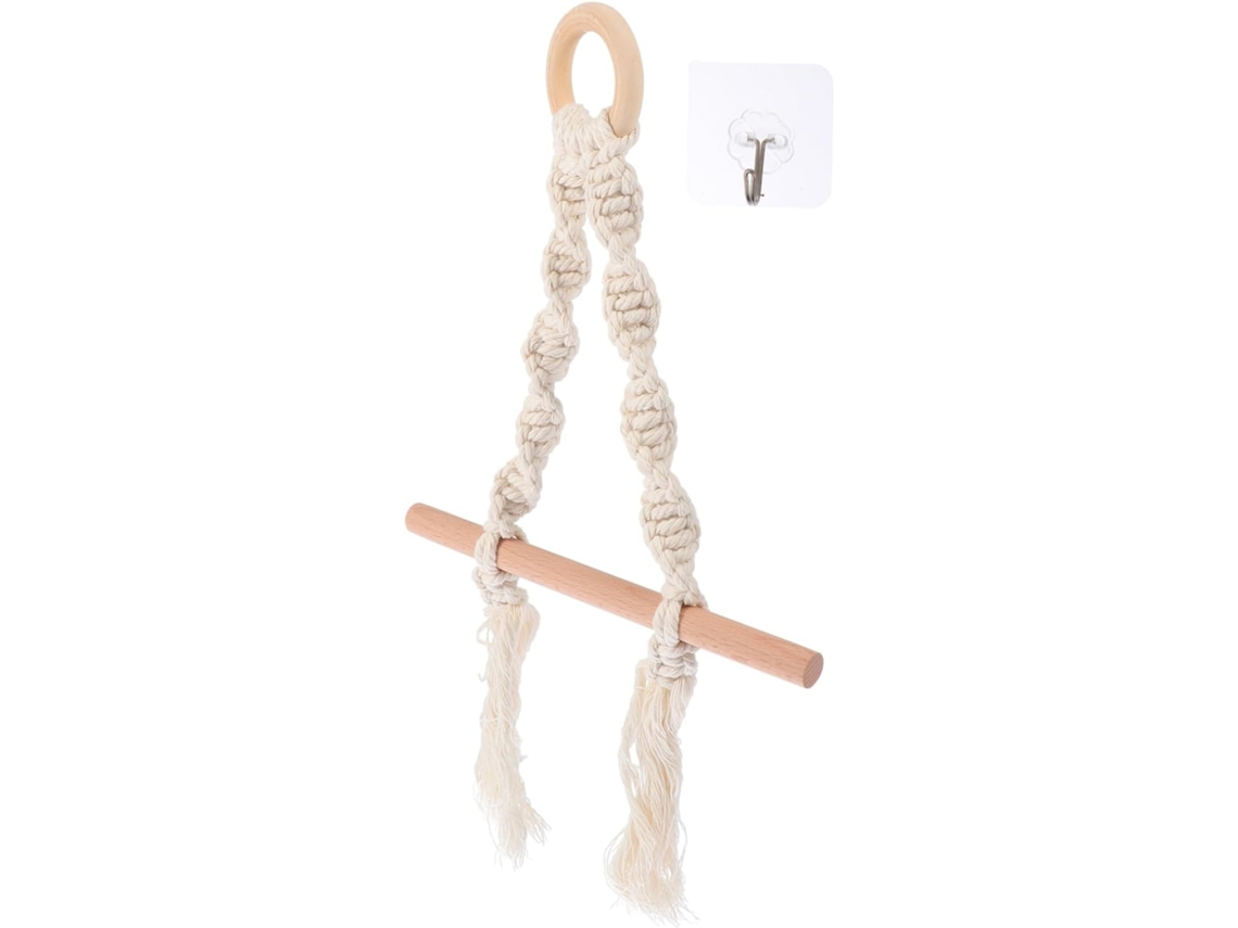 Juego de 1 toallero y portarrollos de papel higiénico decorativo de tela beige para pared (no necesita Gokoco)