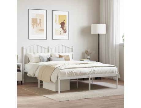 Cama con Cabecero MAISON EXCLUSIVE Metal Blanco (135x190cm)