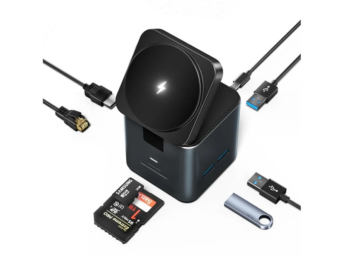 Bases de acoplamiento para portátiles: estación de acoplamiento USB C con carga inalámbrica, 4K, HDMI, 100 W, cargador PD, 4 puertos USB A/Bestvite
