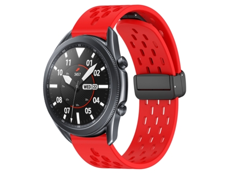 Correa de reloj inteligente para Samsung Galaxy Watch3 de 45 mm y 22 mm de silicona con cierre magnético plegable (rojo)