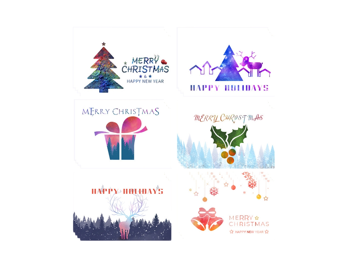Colorido juego de 24 tarjetas navideñas, tarjetas de felicitación con sobres y pegatinas NEVEANCE