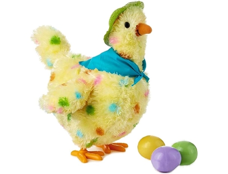 Gallina que Pone Huevos, Juguete Infantil Amarillo con Lunares, Sin Pilas
