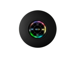 Altavoz Bluetooth (negro) resistente al agua, altavoz inalámbrico para ducha con iluminación RGB y ventosa.
