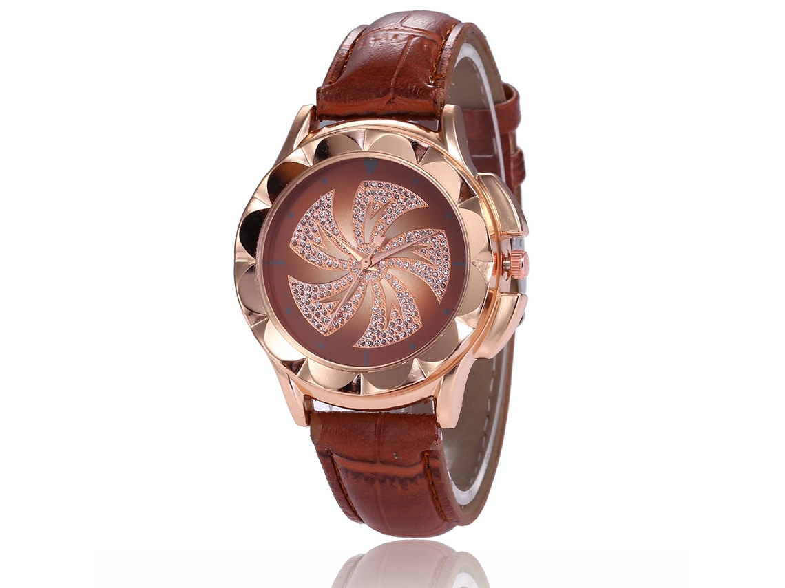 Reloj De Cuarzo Con Correa De Cuero Pu, Dial Redondo, Casual, Para Pareja (café)
