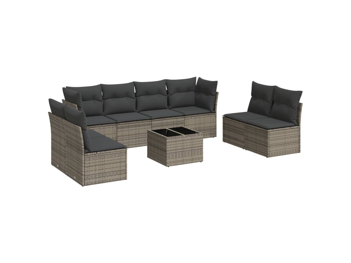 Maison Exclusive - Set De Muebles De Jardín 9 Pzas Y Cojines Ratán Sintético Gris