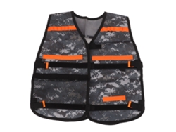 Chaleco Infantil De Juguete Con Talla Ajustable, Tejido Oxford Gris Camuflaje, Ideal Para Aventuras Al Aire Libre.