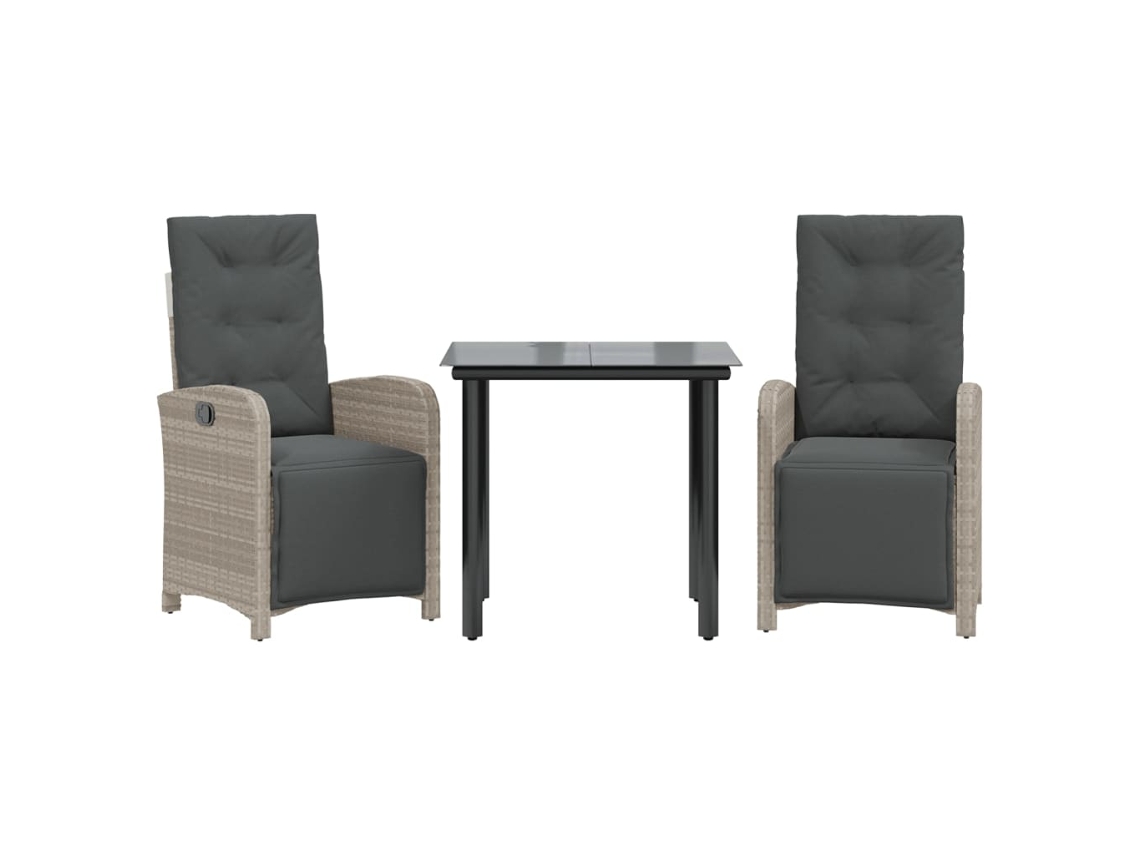 Maison Exclusive - Sillas Y Mesita De Jardín 3 Piezas Ratán Sintético Cojín Gris