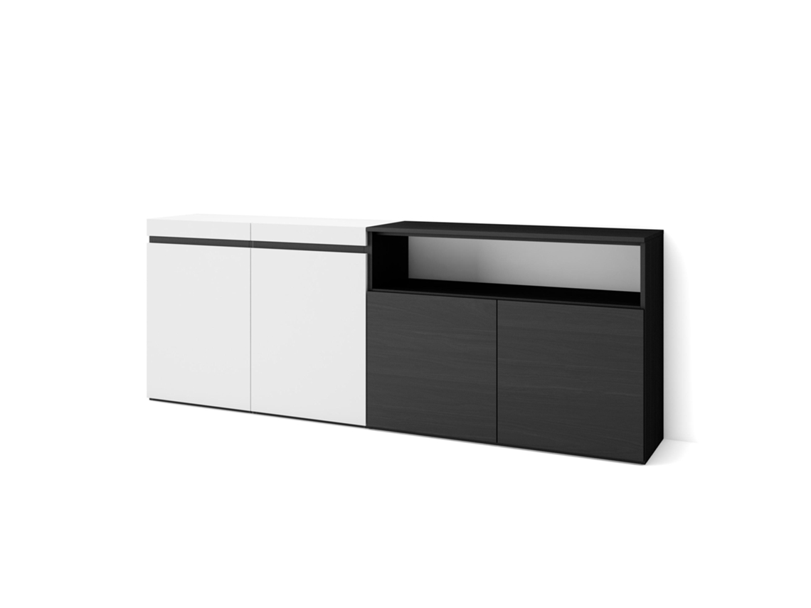 Aparadores para salón 200x75x35cm 4 Puertas Armario zapatero Blanco y negro