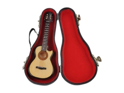 Guitarra Acústica Miniatura De Madera Con Estuche Para Coleccionar Y Decorar (amarilla) 1 Pieza