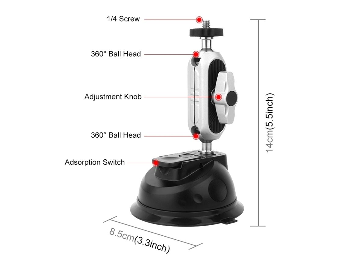 Soporte De Ventosa Para Teléfonos, Cámaras, Iphone Y Gopro - Ideal Para Carro Y Accesorios Móviles