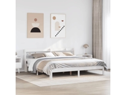 Estructura De Cama Con Cabecero Sin Colchón Blanco 200x200 Cm