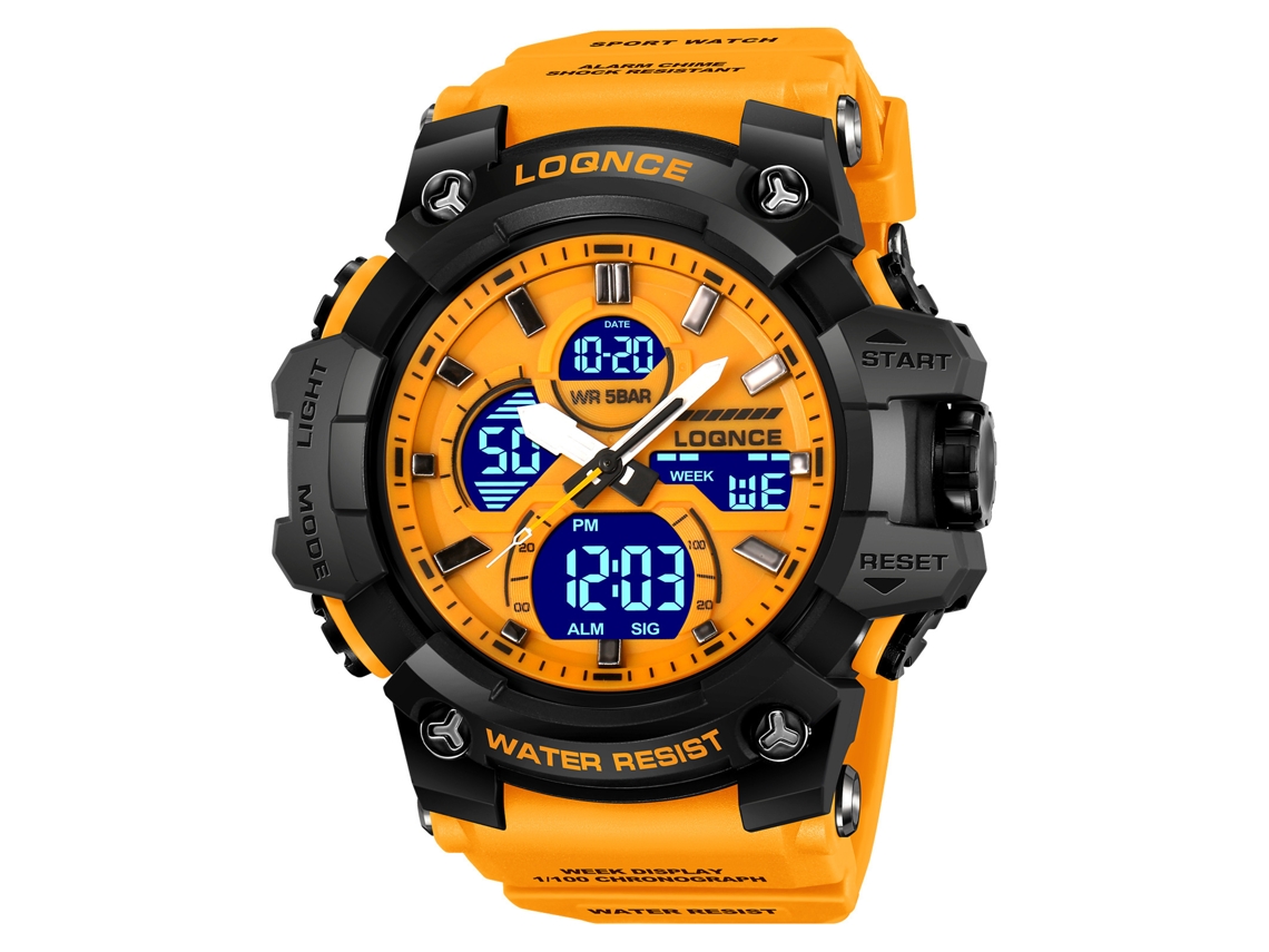 Reloj Deportivo De Esfera Grande (amarillo), Cronógrafo Multifunción Electrónico Luminoso.