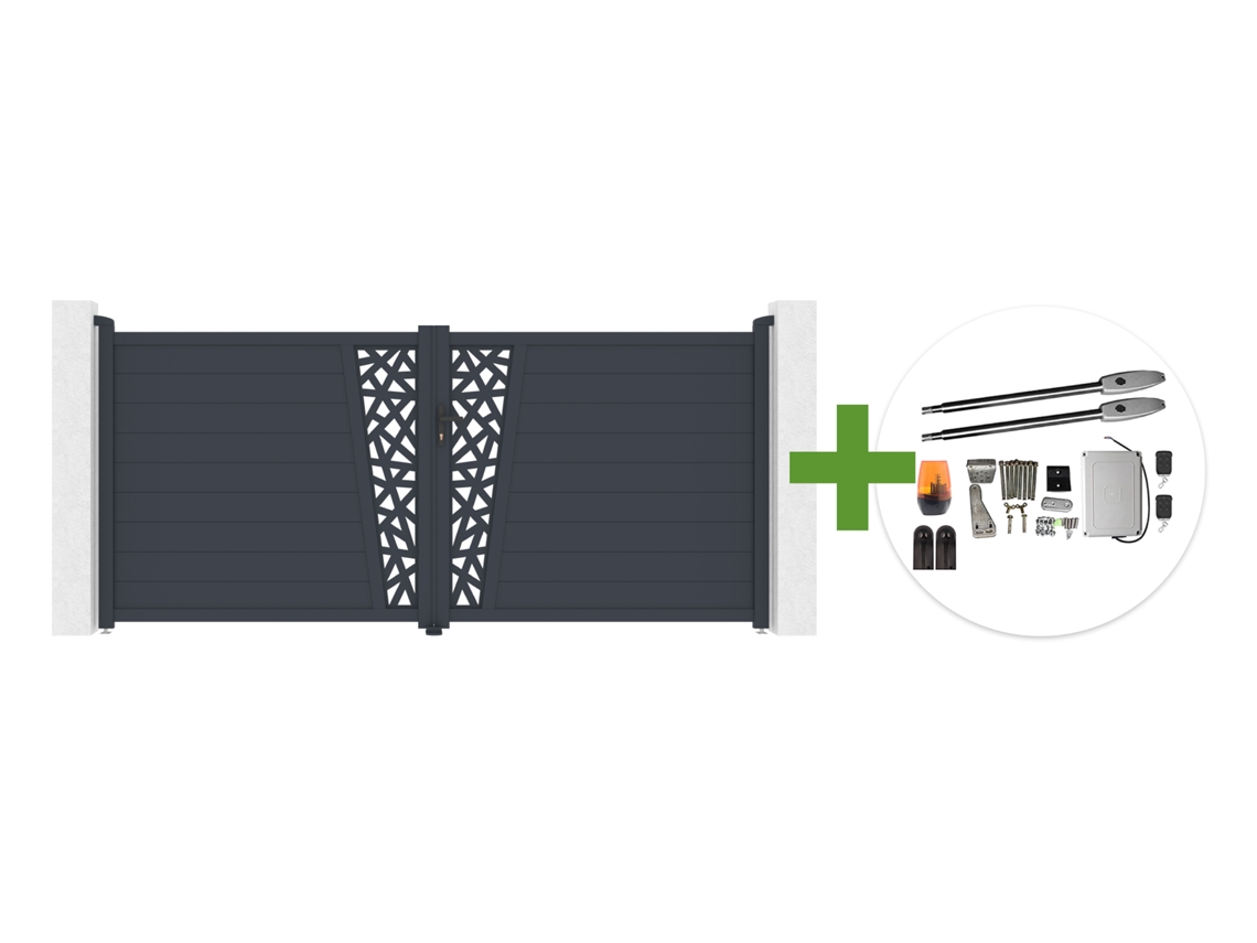 Puerta Batiente 3,5 M Cervina Ruivo H.160cm Alu Gris + Motor B250