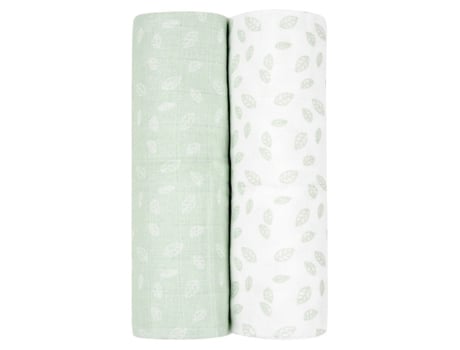 Set Pañal Muselina 2uds 80X80Cm Hojas Menta KIKKA BOO
