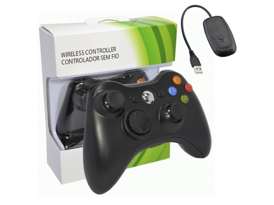 Mando Con Cable Para Microsoft Xbox 360 / Pc Inalambrico Negro Receptor Usb