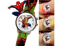 Relógio Infantil Com Luzes Piscantes, Relógio Do Homem-aranha, Pulseira De Silicone Verde.