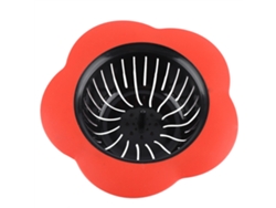 Colador De Fregadero De Plástico Con Forma De Flor Para Desagüe De Cocina Y Baño - Rojo