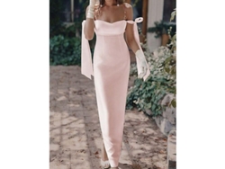 2026-vestido Satin Sheath Sin Mangas Hombro Descubierto Verano Fiesta Mujer