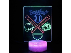 Lámpara De Noche De Béisbol, 16 Colores Cambiantes Con Control Remoto, Visión Nocturna 3d Estéreo Digitallab