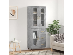 Aparador Alto | Mueble De Comedor | Buffet Alto Madera Contrachapada Gris Hormigón 69,5x34x180 Cm Wsd51391