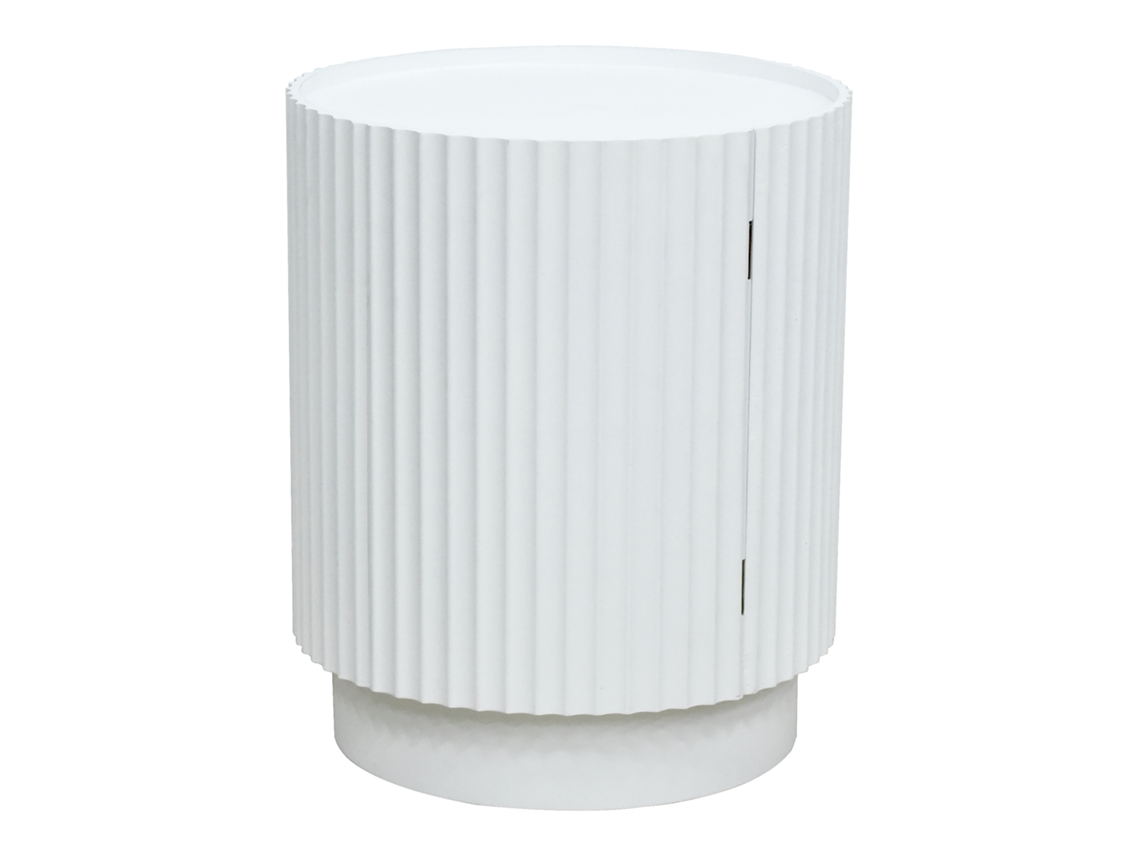 Mesa auxiliar redonda Rill con 2 compartimentos, 49 x Ø40 cm, blanca, [EN.CASA]