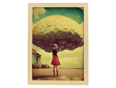 NACNIC Poster Nube En Estilo Surrealismo Cinematográfico Ilustraciones Y Grabados De Historieta Abstracta Y Artística A4 Marcos Madera