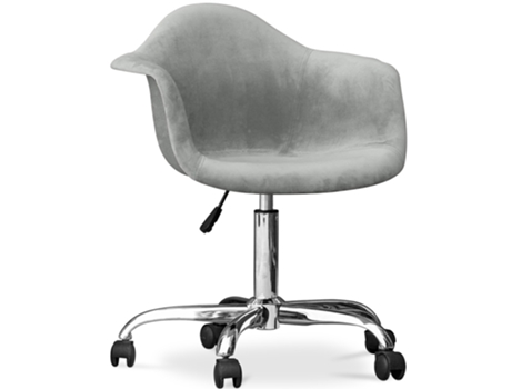 Silla de Oficina con Reposabrazos Silla de Escritorio Giratoria con Ruedas Grev 67x63cm VELVET STYLE