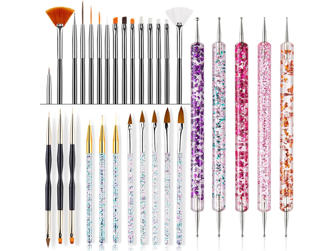 Juego De 31 Pinceles Para Decoración De Uñas, Herramientas Para Puntos, Pincel Para Polvo De Uñas, Líneas Rayadas