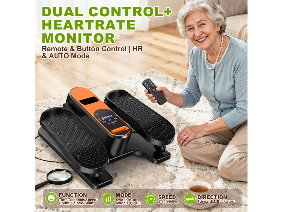 Negro bominfit Kf02 Elíptica Compacta Silenciosa Debajo Escritorio 12 Velocidades Pedales Sentado Adultos Mayores Circulación Piernas Control Remoto